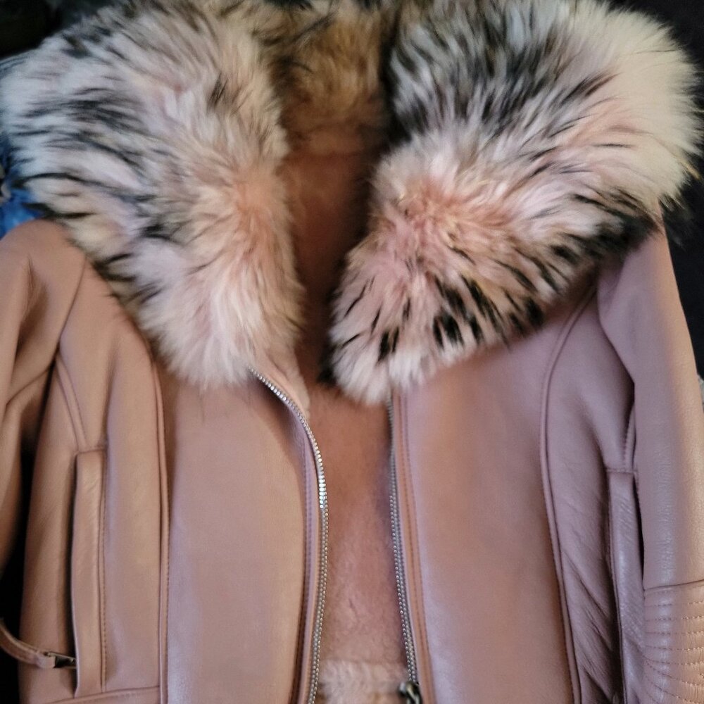 Suede Leather, Real Fox Fur Coat